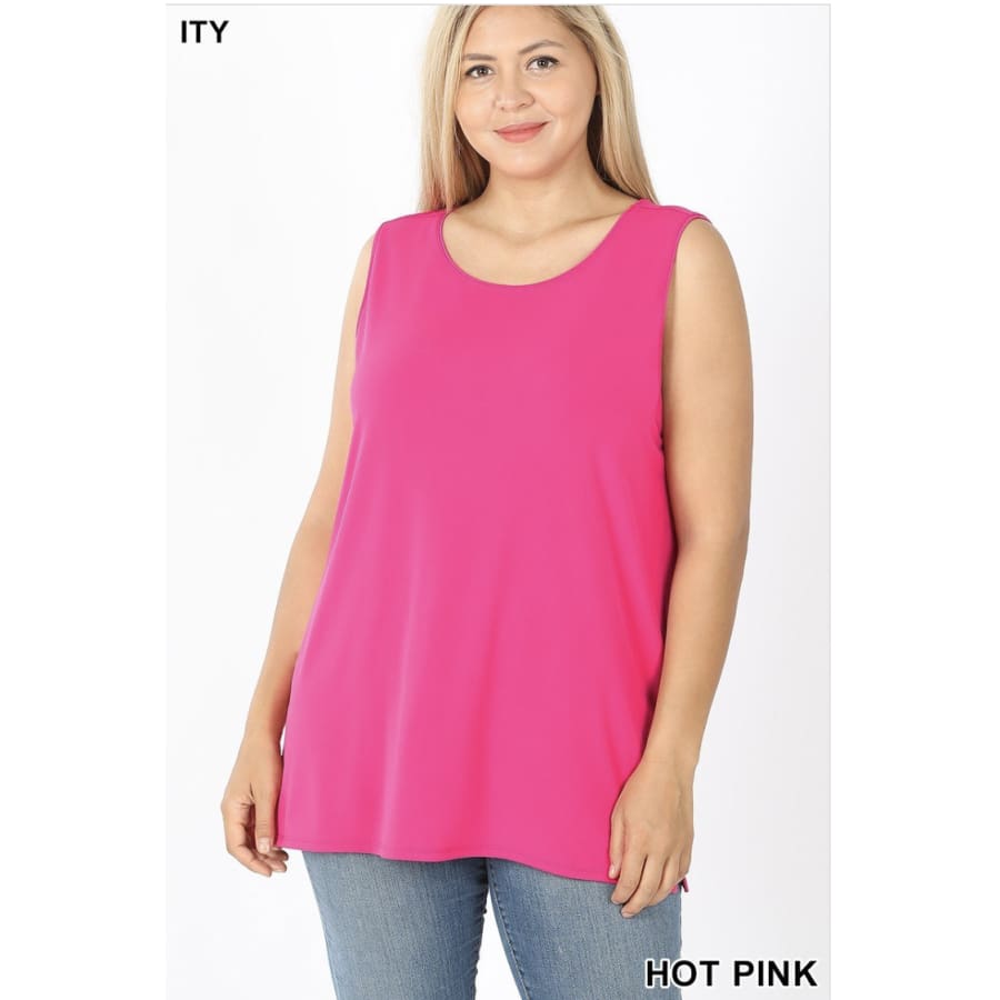 NEW! ITY Sleeveless Round Top Hot Pink / 1XL Tops