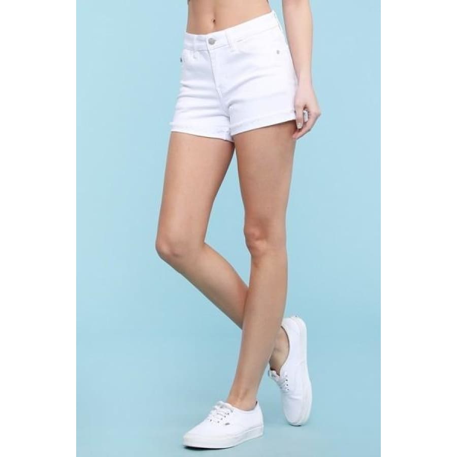 Judy Blue Denim Cuffed Shorts - White (BACKORDERED) Denim Skirt