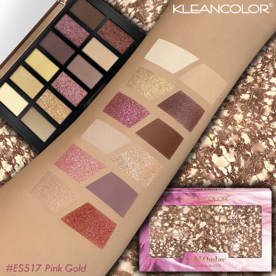 KLEANCOLOR Gold Ombre Eye Shadow 12-Colour Palette - Pink Gold Eye Shadow