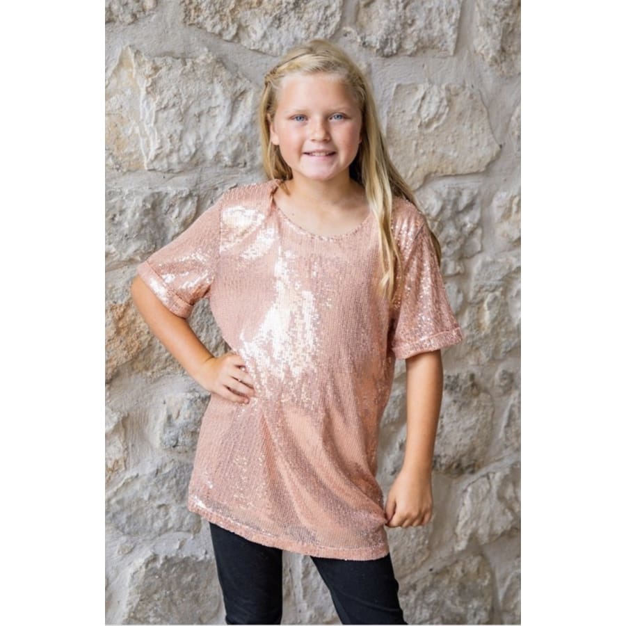 Coming Soon! Kids Rose Gold Sequin Top (ETA 3-4 weeks) Rose Gold / 4/5 Kids Shirt