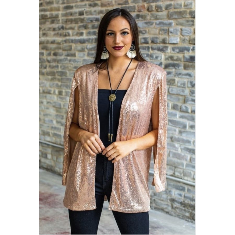 The Royal Sequin Duster - Iridescent on Black 2XL