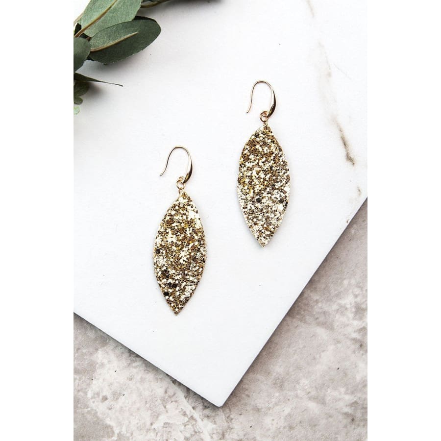Layered Leaves Glitter Earrings (multiple colours) Gold Earrings