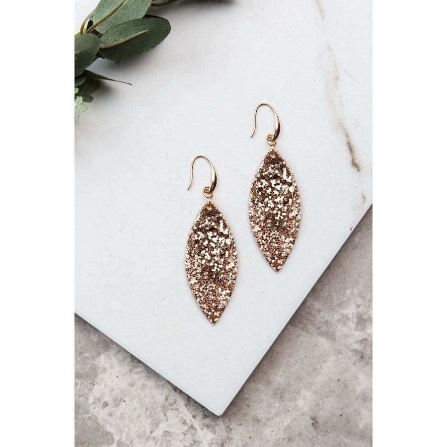 Layered Leaves Glitter Earrings (multiple colours) Rose Gold Earrings