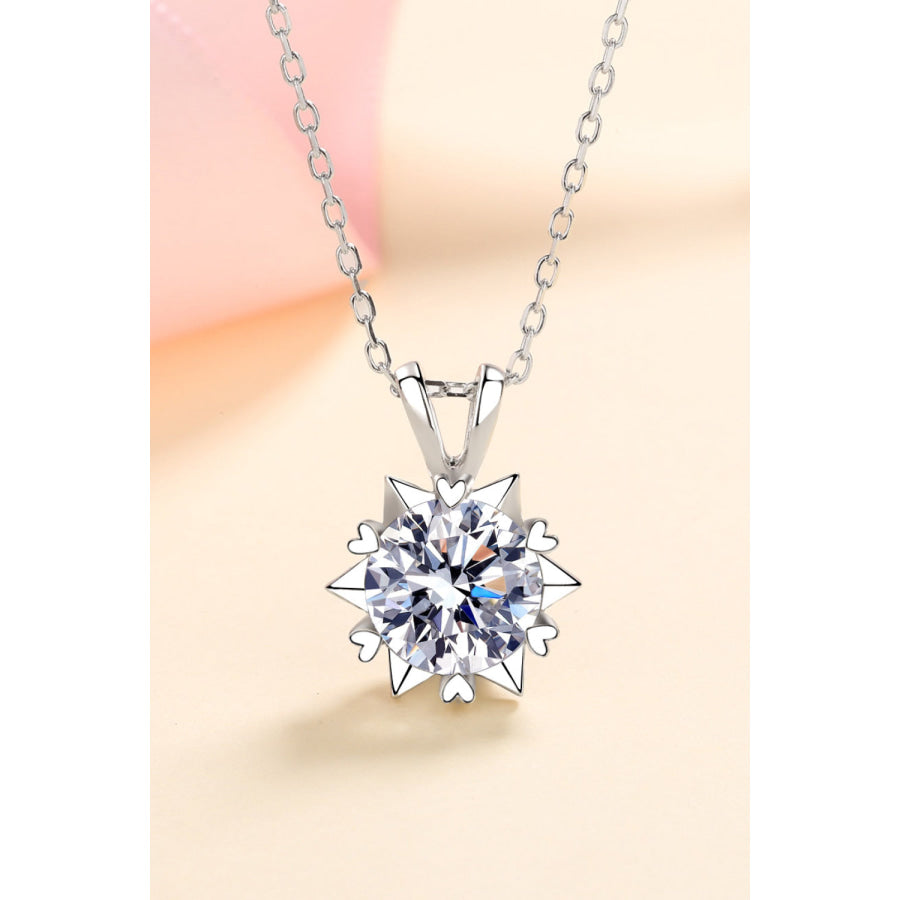 Learning To Love 925 Sterling Silver Moissanite Pendant Necklace Silver / One Size