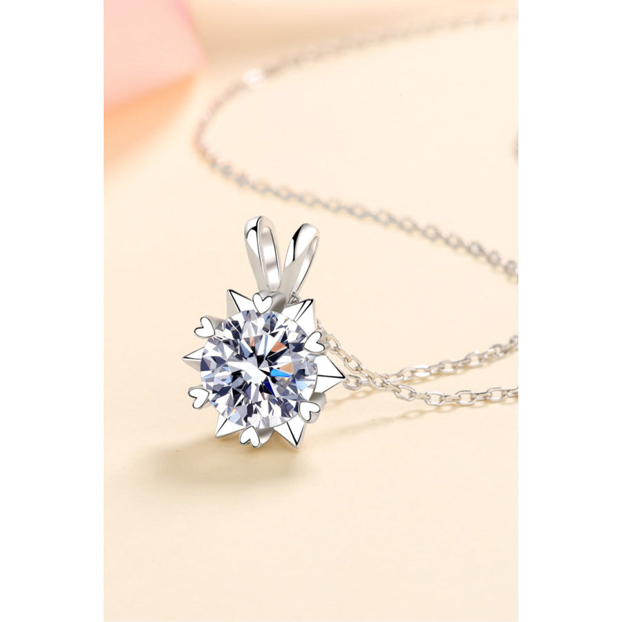 Learning To Love 925 Sterling Silver Moissanite Pendant Necklace Silver / One Size