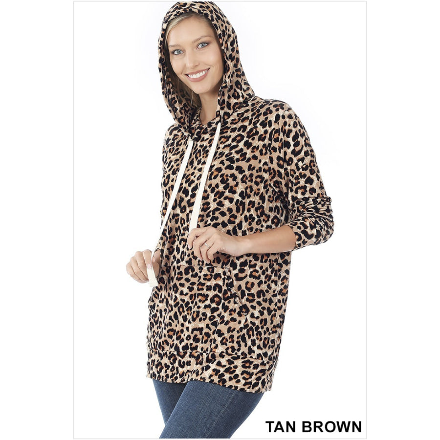 NEW!! Leopard Print Hoodie Top With Kangaroo Pocket Tops