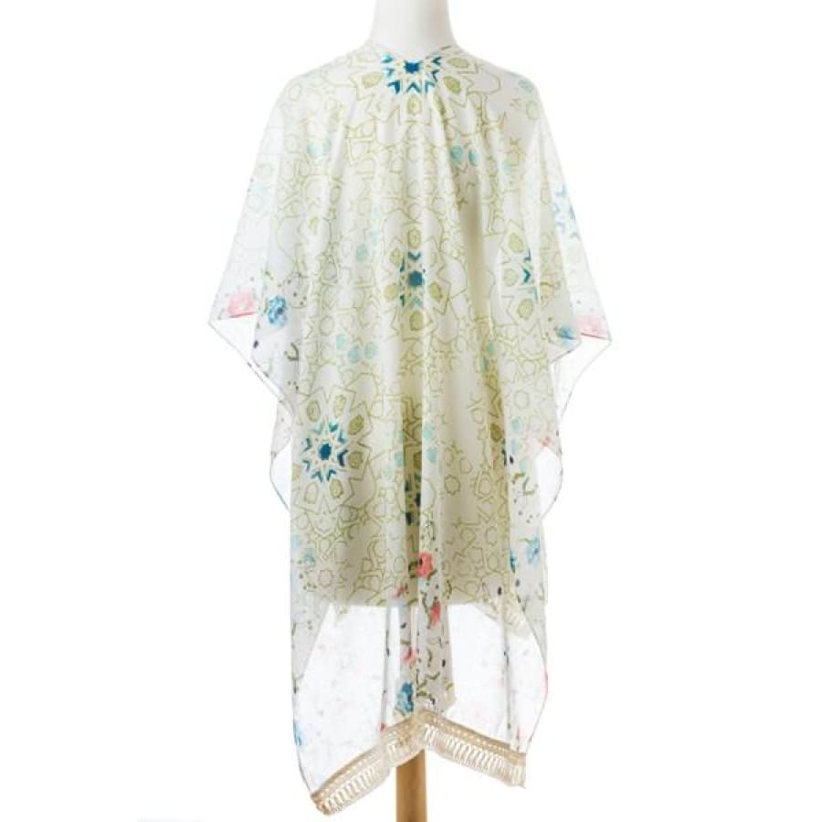 New! Lightweight Summer Poncho With Tassel Trim Coverups