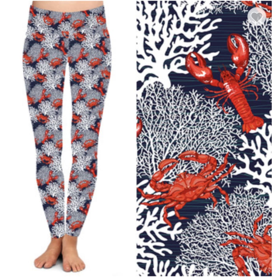Preorder Buttery Soft Leggings Limited Quantities! ETA early October! Lobster Crab Coral / OS Leggings