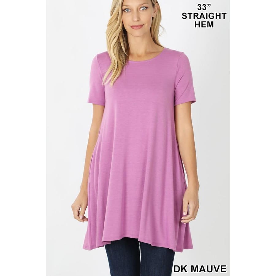 New Colours! Longline Flared Top With Side Pockets 1XL / Dark Mauve Tops