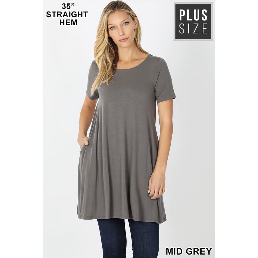 New Colours! Longline Flared Top With Side Pockets 3XL / Mid Grey Tops