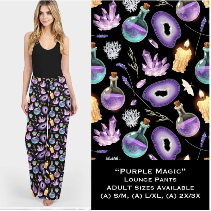 Lounge Pants in Leggings Material Fun Prints! S/M / Purple Magic Pyjama