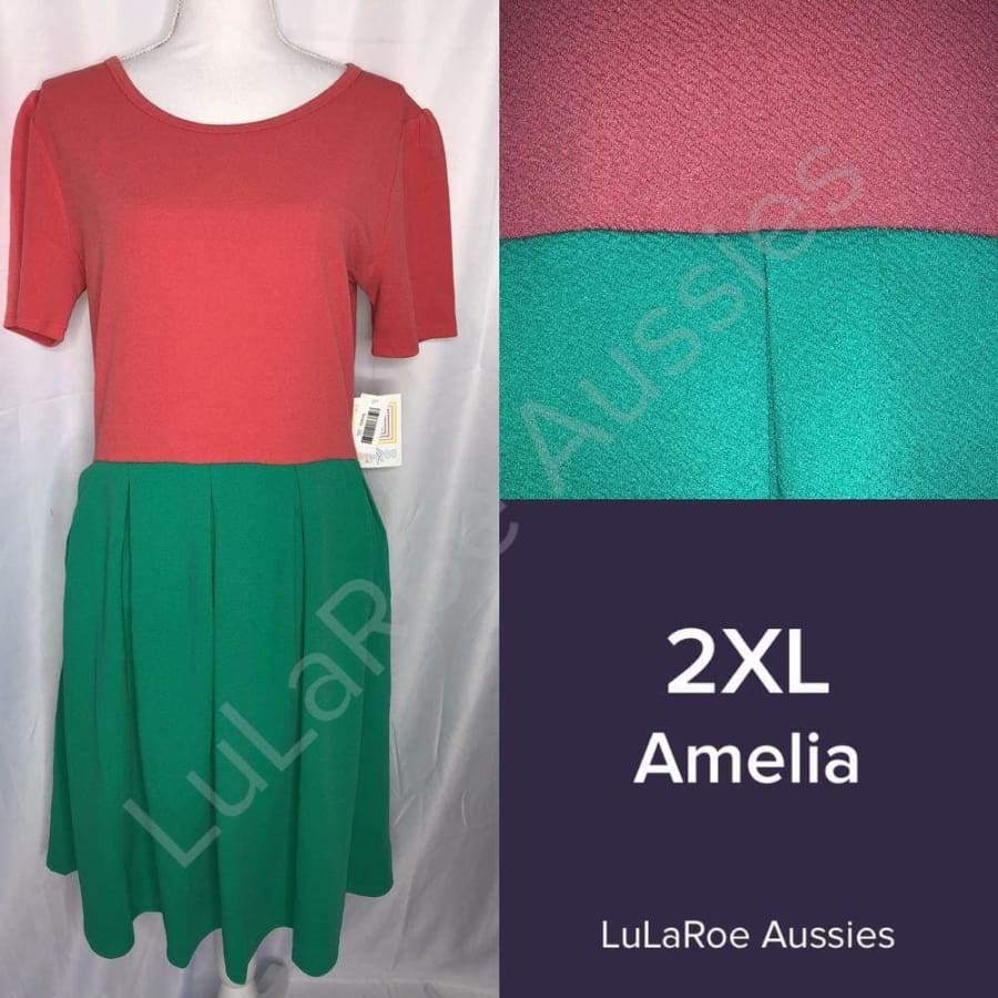 LuLaRoe Amelia 2XL / Coral/Bright Green LuLaRoe Amelia