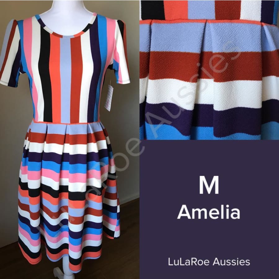 Lularoe Amelia M / Bright Multi Stripes