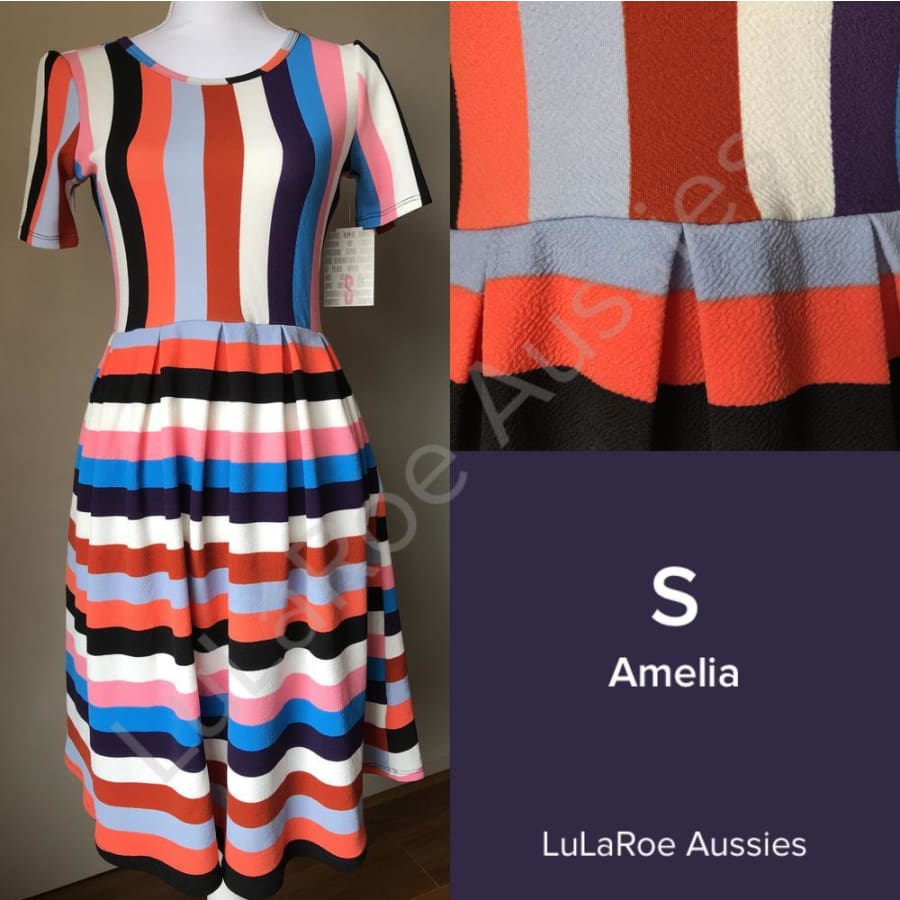 Lularoe Amelia S / Multicolour Thin Stripe