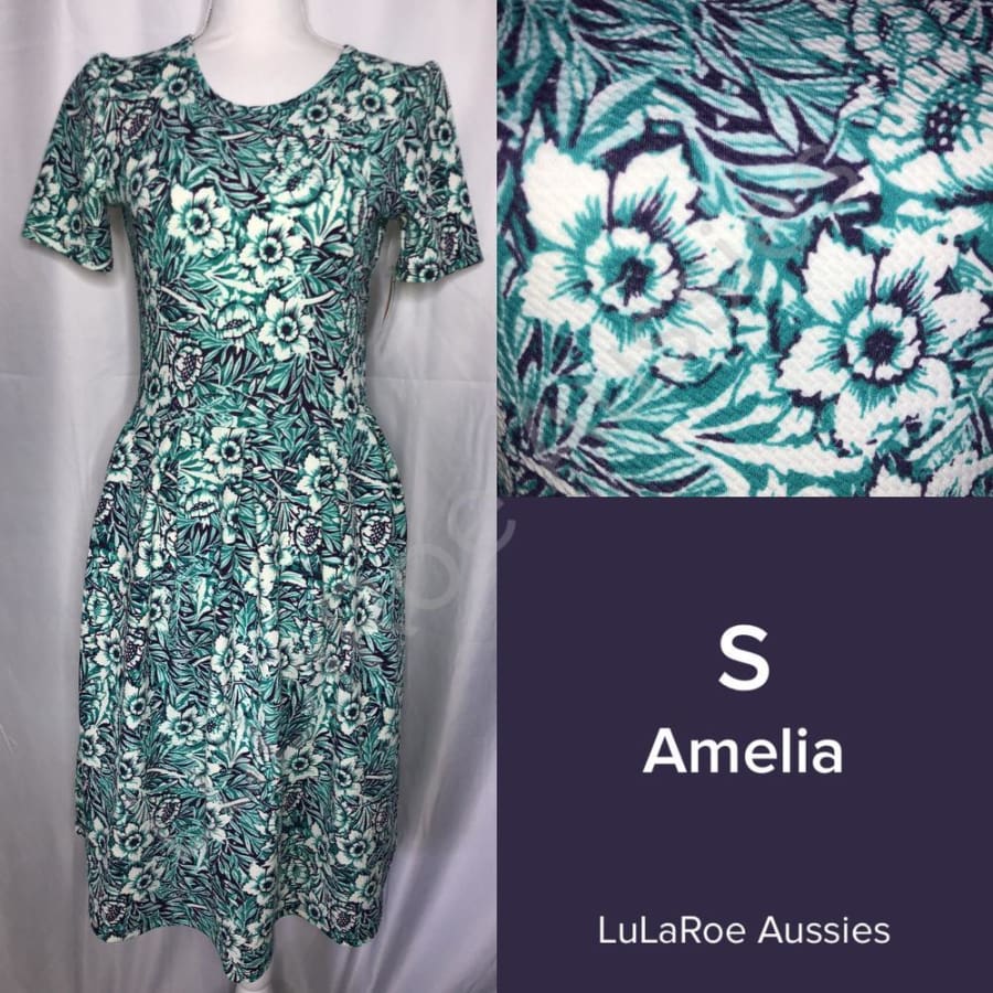 LuLaRoe Amelia S / Teal/Purple/White Floral LuLaRoe Amelia