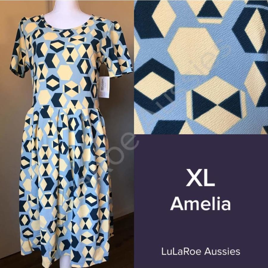 LuLaRoe Amelia Dress Womens XS Texture Color Block Solid Pink Blue