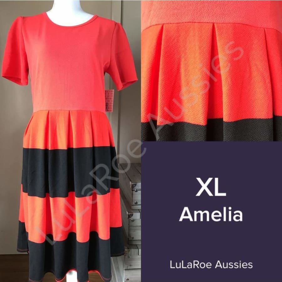 Lularoe Amelia Xl / Red With Black Stripe
