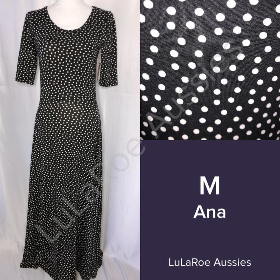 LuLaRoe Ana M / Black with White dots Dresses