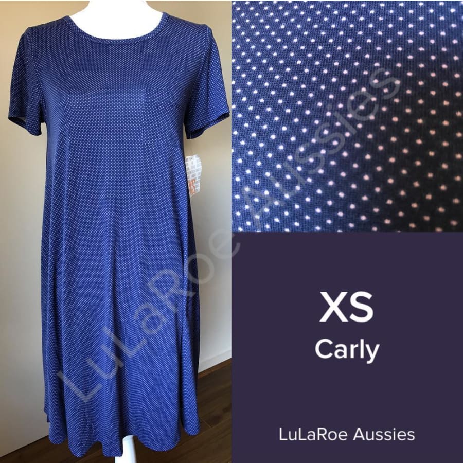 NEW LuLaRoe Outfit M POLKA DOT Carly Dress & TC PINK Blue PURPLE