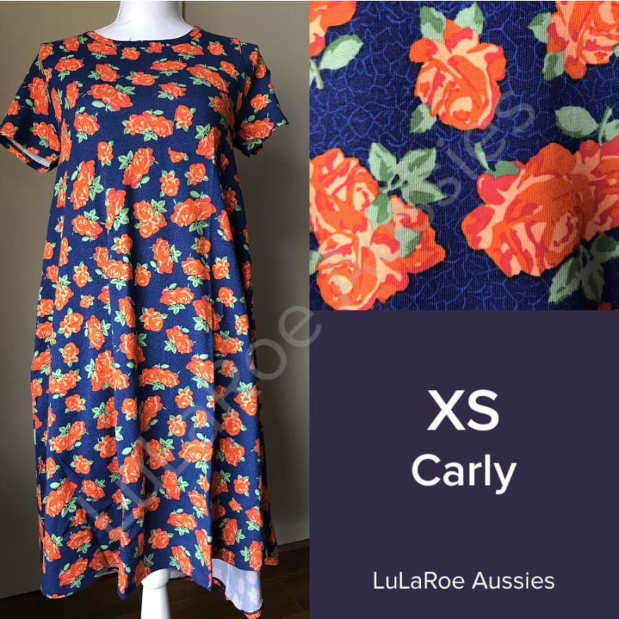 LuLaRoe Carly Multi Color Background w/Cream Leaves Dress