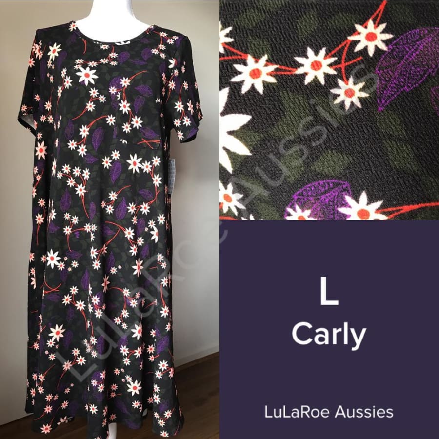 LuLaRoe Carly Pinkish Purple w/Grey Highlights Dress (8106-CARLY-XXSMALL)