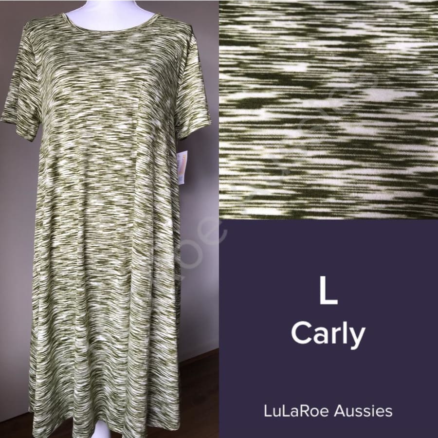 Lularoe Carly L / Olive/cream Dresses