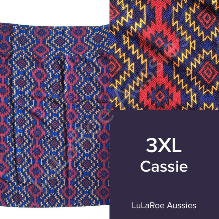 Lularoe Cassie 3Xl / Navy With Burnt Orange/crimson Aztec Skirts