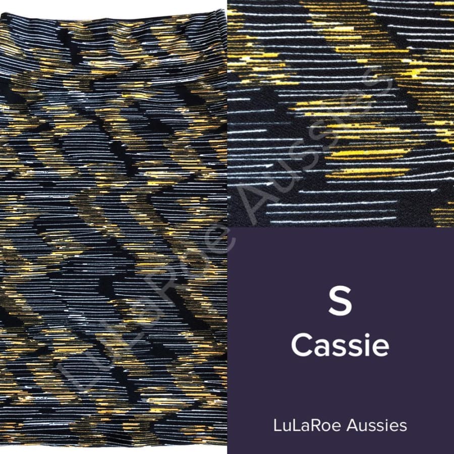 Lularoe Cassie S / Black With Mustard/white Streaks Skirts