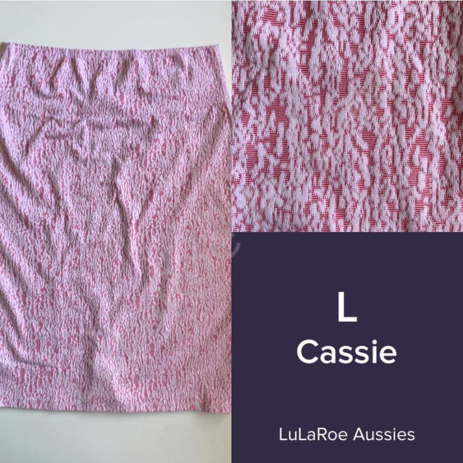Lularoe Cassie L / Coral With White Jacquard Skirts