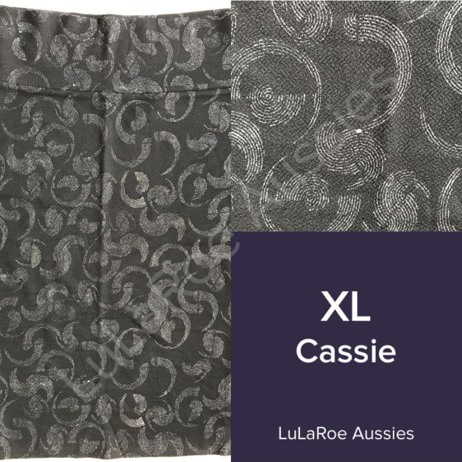 Lularoe Cassie Xl / Black With Beige Swirls Skirts