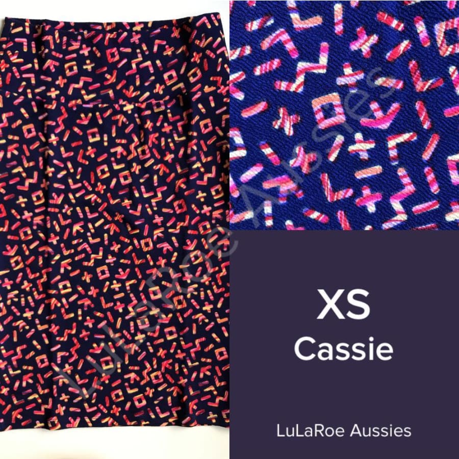 Lularoe Cassie Xs / Navy With Multi Symbols Skirts