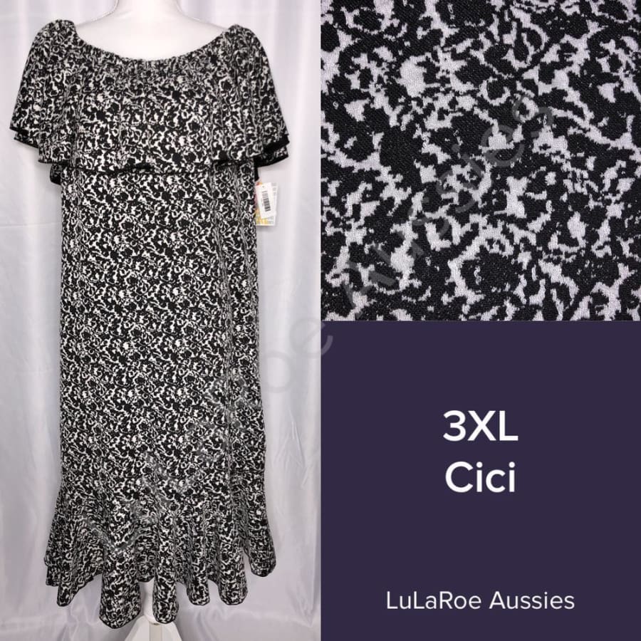 LuLaRoe CiCi 2XL / Black and White jacquard Dresses