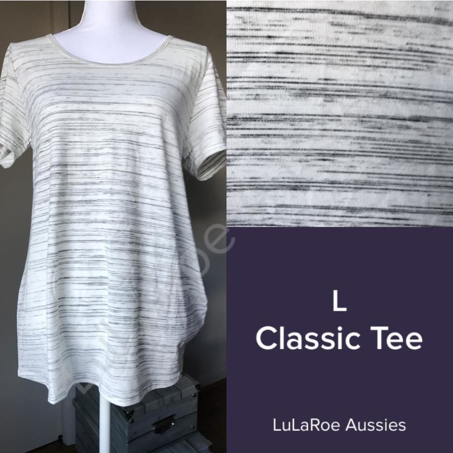 Lularoe Classic T L / White Microstripe Tops