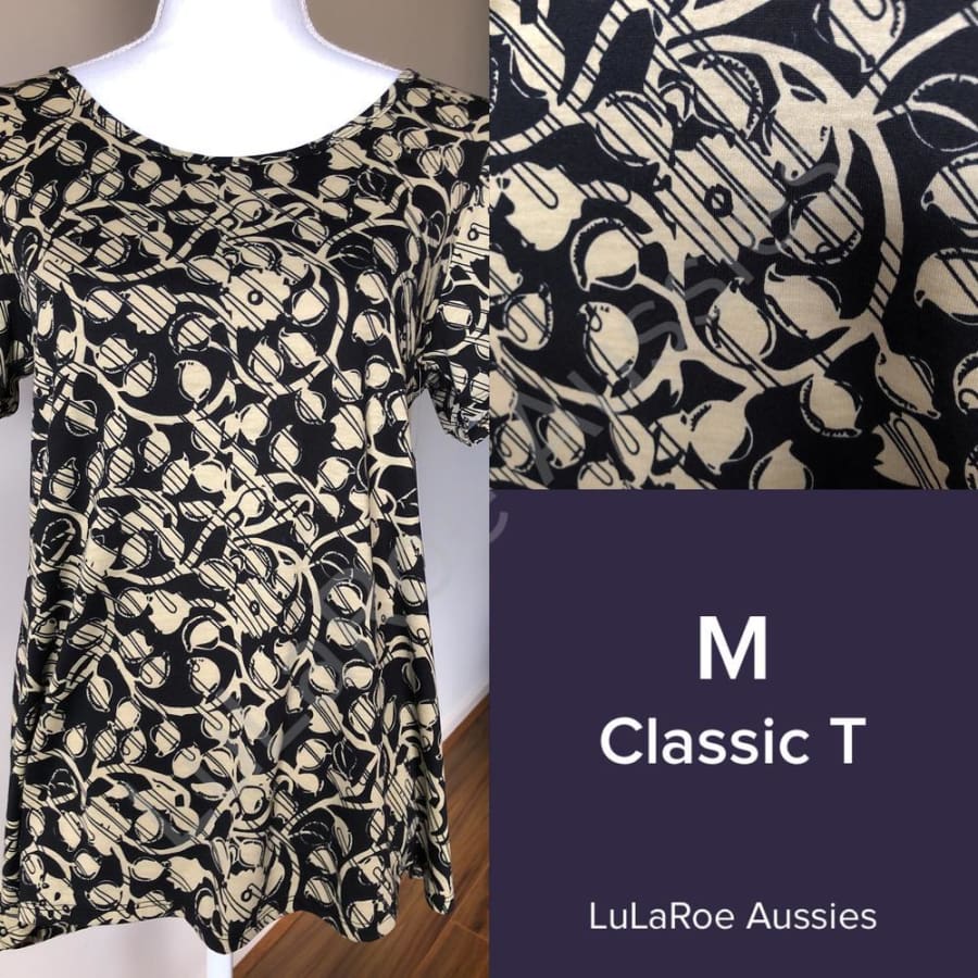 Lularoe Classic T M / Black And Tan Floral With Streaks Tops