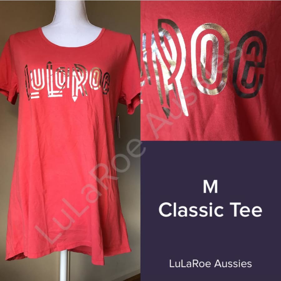 Lularoe Classic T M / Supply - Light Coral With Silver Tops