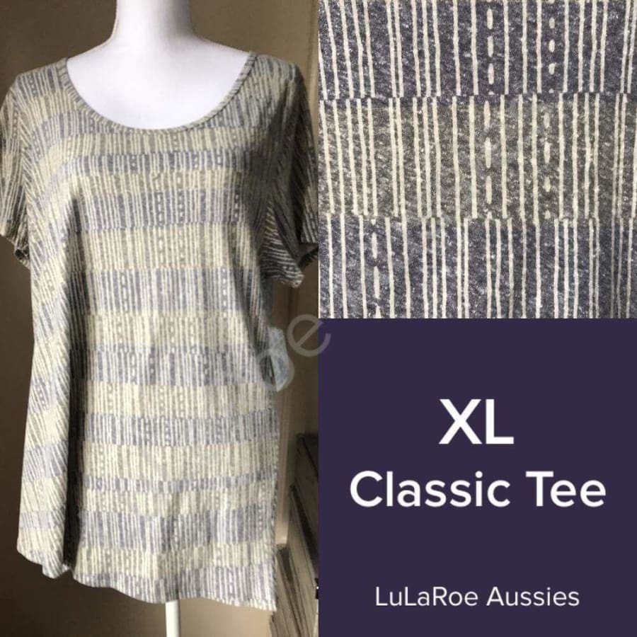 Lularoe Classic T Xl / Faded Grey With Orange And Green Roses Tops