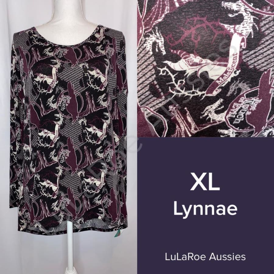 LuLaRoe Disney Lynnae XL / Black Maleficent Tops