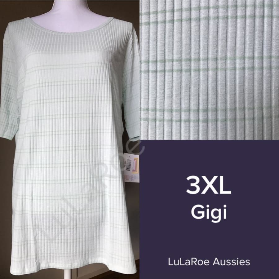 Lularoe Gigi 3Xl / Pale Green Striped Ribbed Tops