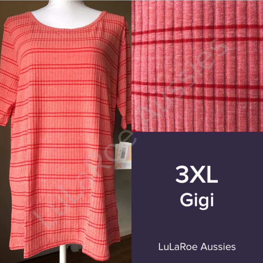 Lularoe Gigi 3Xl / Red Heather Red Striped Ribbed Tops