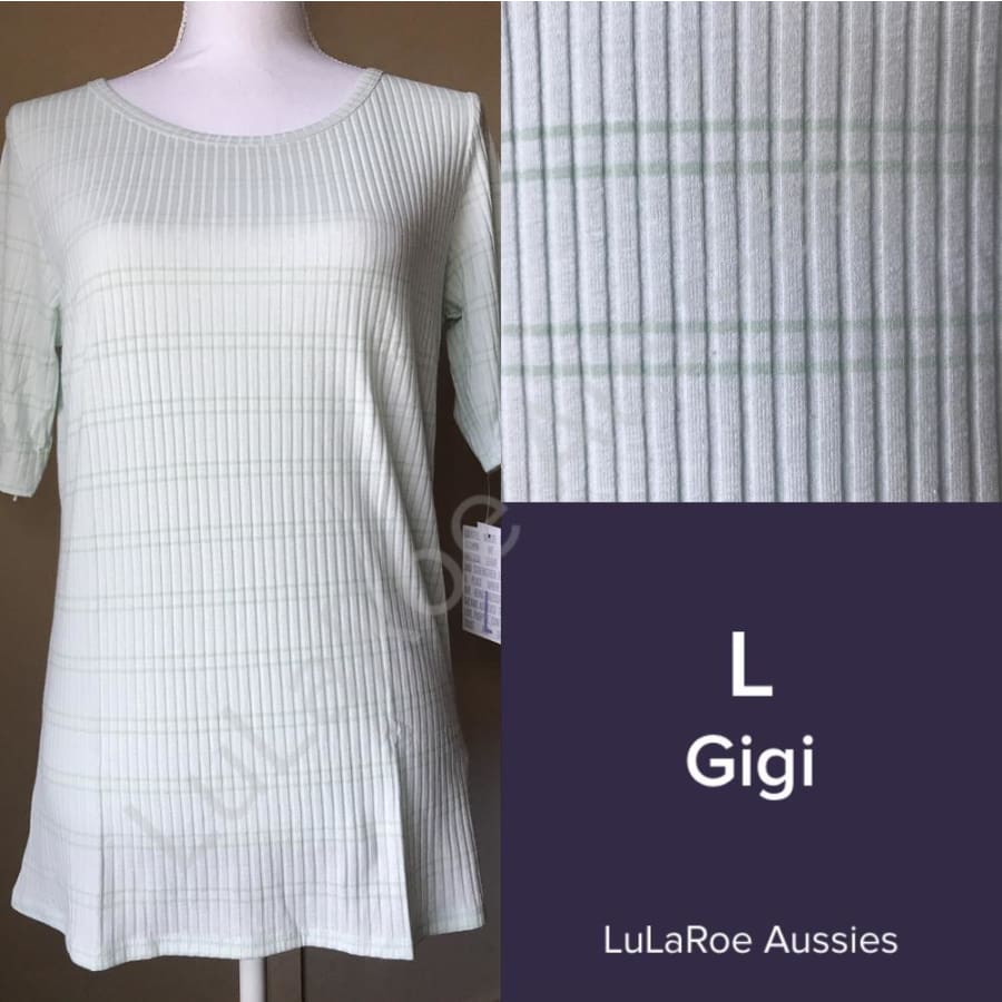 Lularoe Gigi L / Pale Green With Stripes And Ribbed Tops