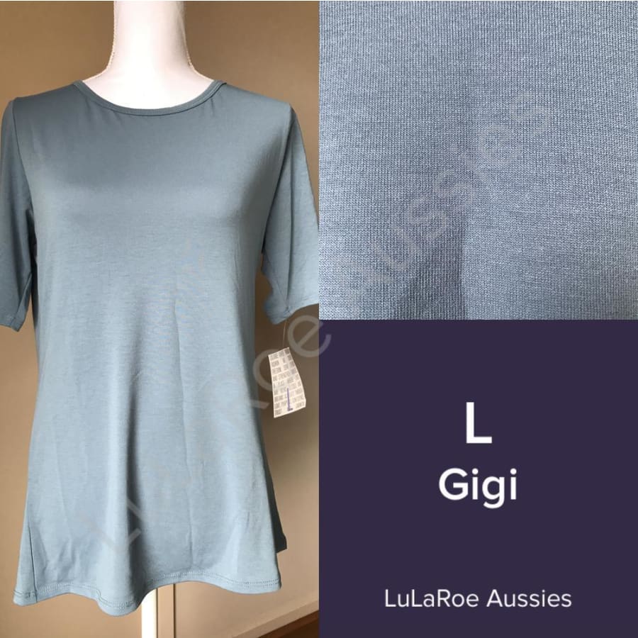 Lularoe Gigi L / Aqua With Teal/grey/mustard Thin Stripes Tops