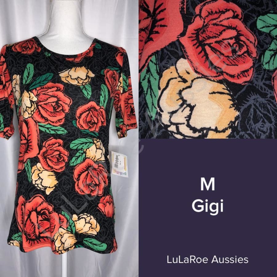 LuLaRoe Gigi M / Coral and Yellow Roses Tops