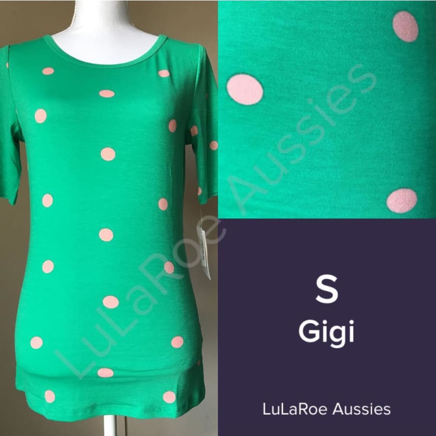 Lularoe Gigi S / Green With Pink Dots Tops