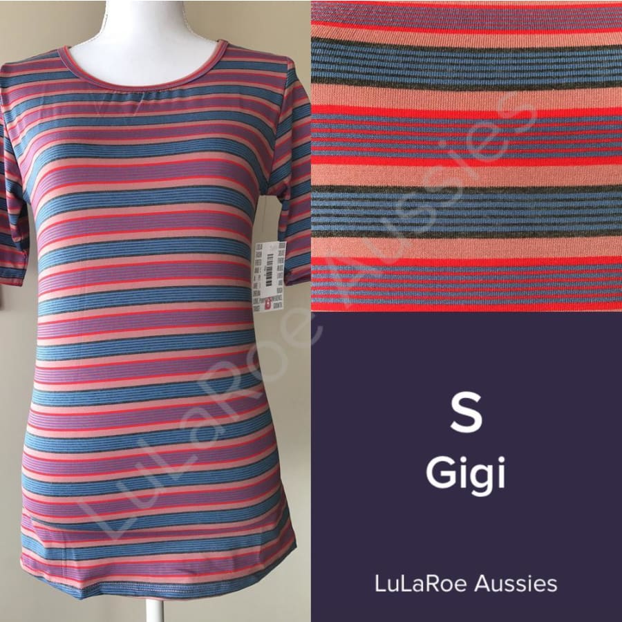 Lularoe Gigi S / Purple Striped Floral Tops