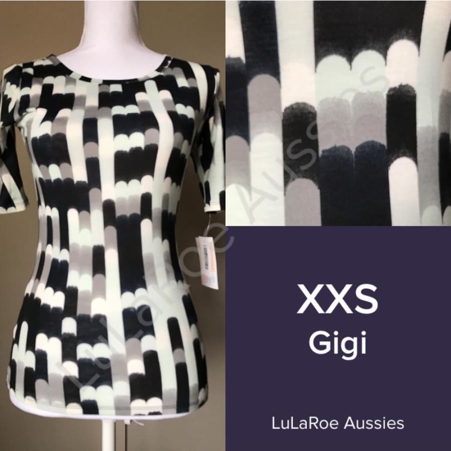 LuLaRoe Gigi XXS / Black/White/Seafoam geo Tops