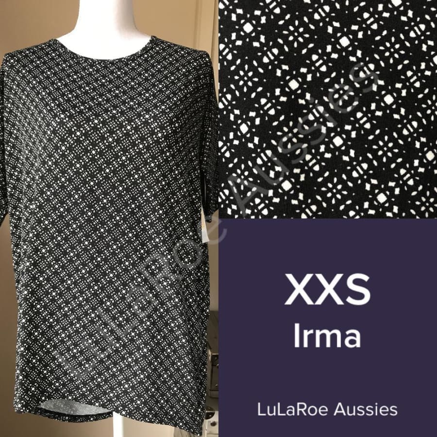 Lularoe Irma Xxs / Black With White Tribal Tops
