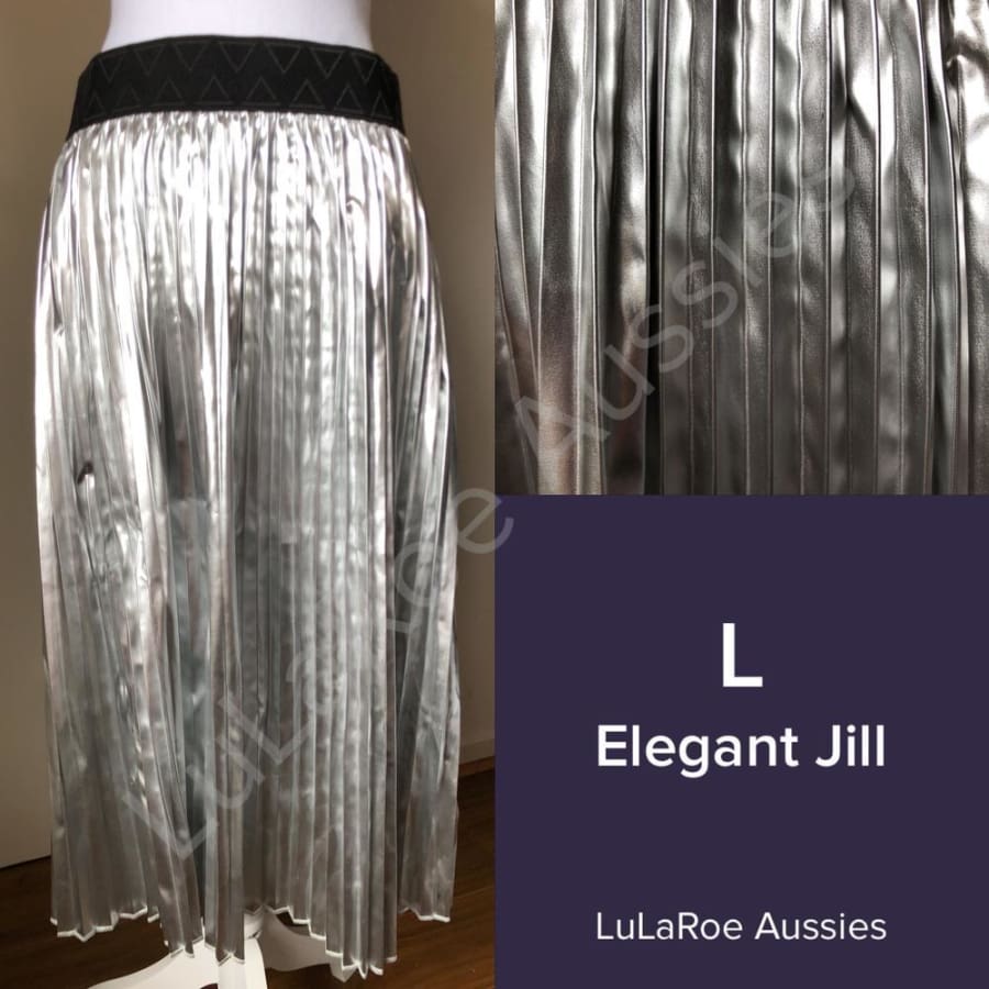 LuLaRoe Jill L / Silver pleated skirt Skirts