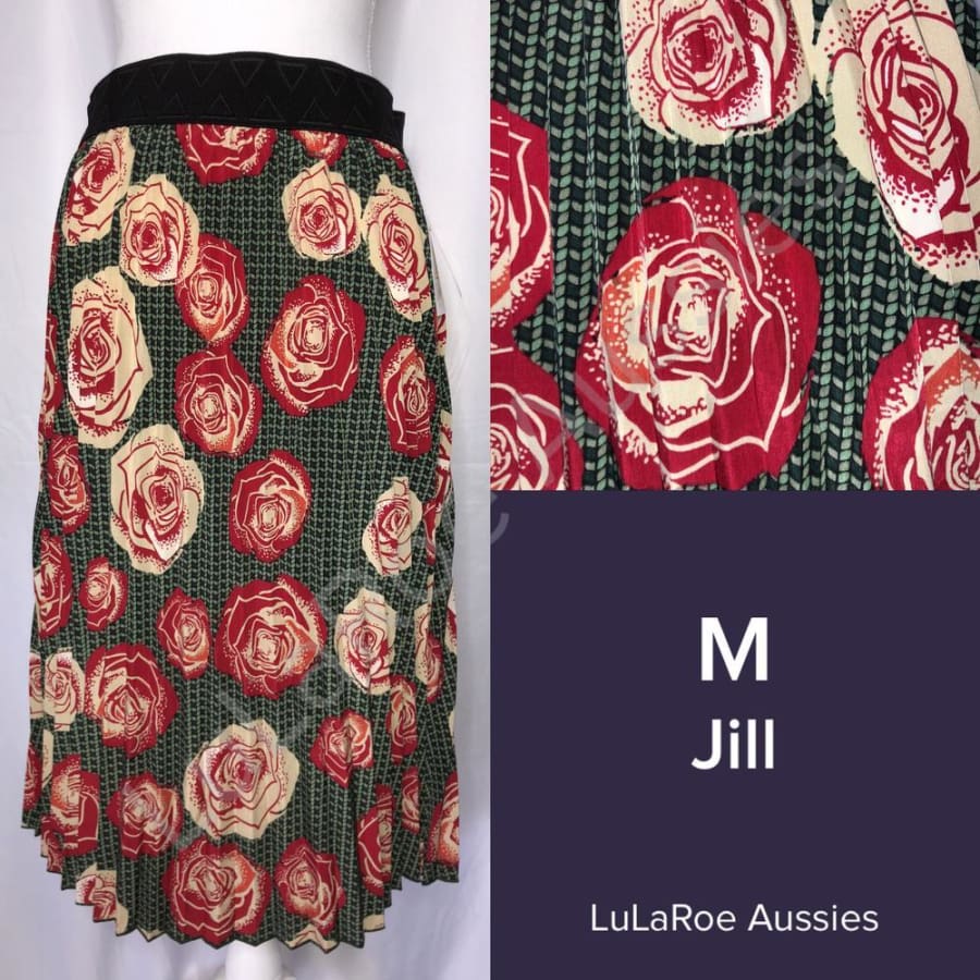 LuLaRoe Jill M / Black with Orange and Red Roses Skirts