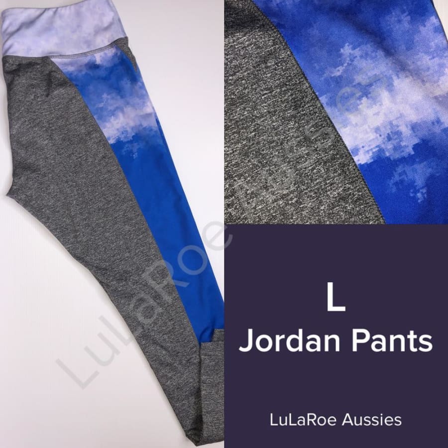 LuLaRoe Jordan Blue/Lavender/Grey Active Wear Capri / L Leggings