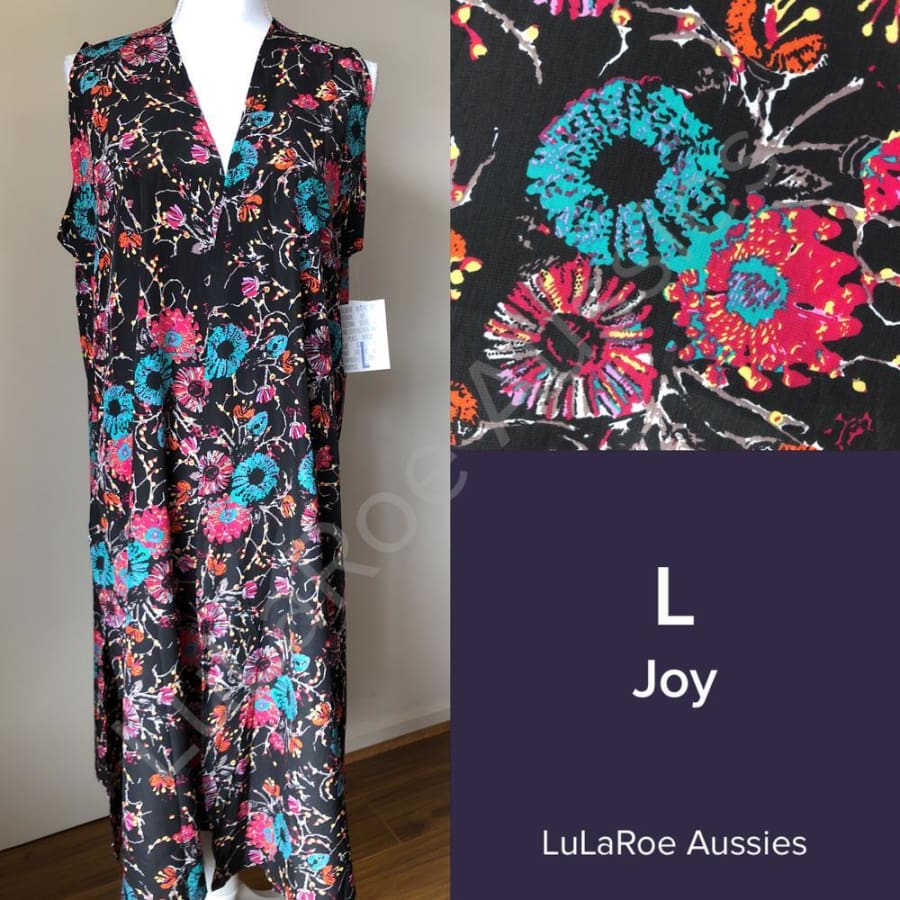 Lularoe Joy L / Black With Teal/magenta Floral, Silky Coverups